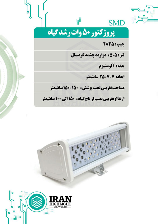 لامپ رشد گیاه ۵۰ وات (پروژکتور)