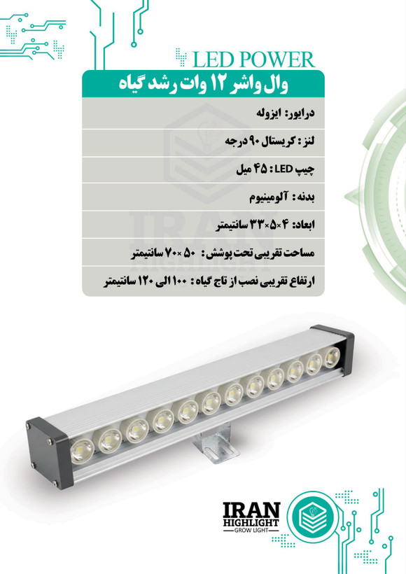 لامپ رشد گیاه 12 وات ( وال واشر )