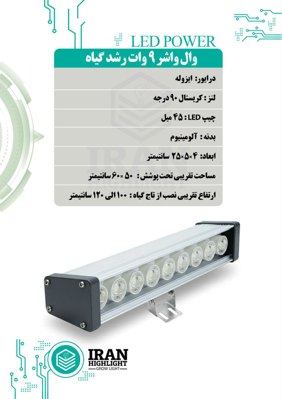 لامپ رشد گیاه ۹ وات ( وال واشر )