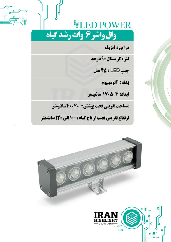 لامپ رشد گیاه ۶ وات ( وال واشر )